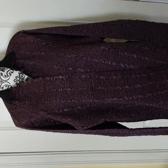 WDNY women's  purple& black crinkle textured stretch button down blouse Size 1X - Picture 1 of 15